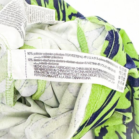 Zara Retro Swirl Split Hem Printed Jegging Wide Leg Green Blue Size Small - Picture 8 of 9